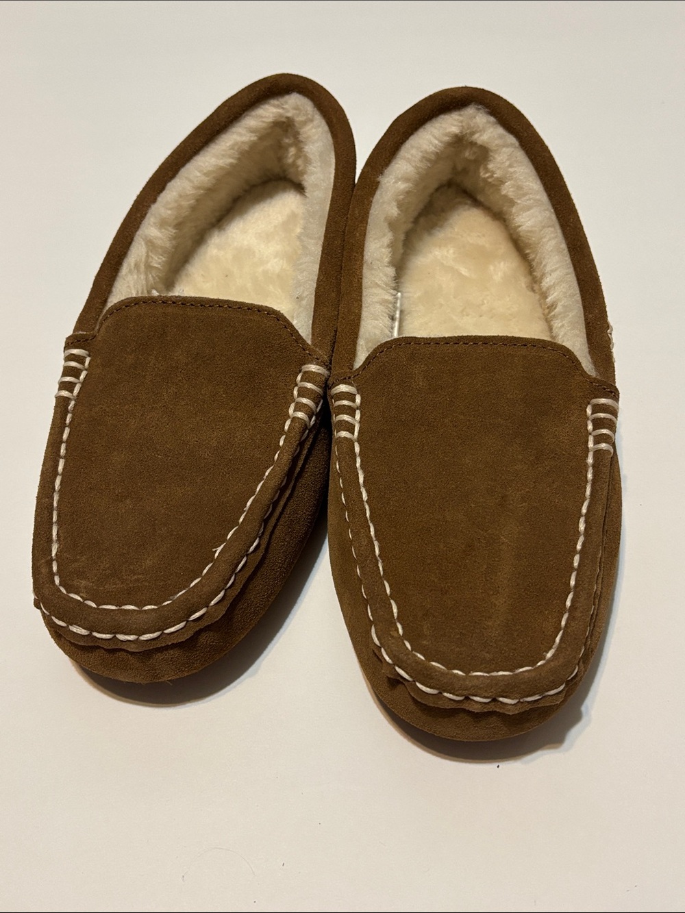 Dream Pairs Brown Suede Moccasin Slippers with Cream Lining